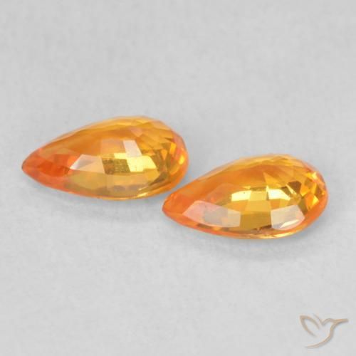 Sapphire Gemstones in 6 x 4 mm (calibrated) Size for Sale, Sapphire Stones in Bright Orange Color
