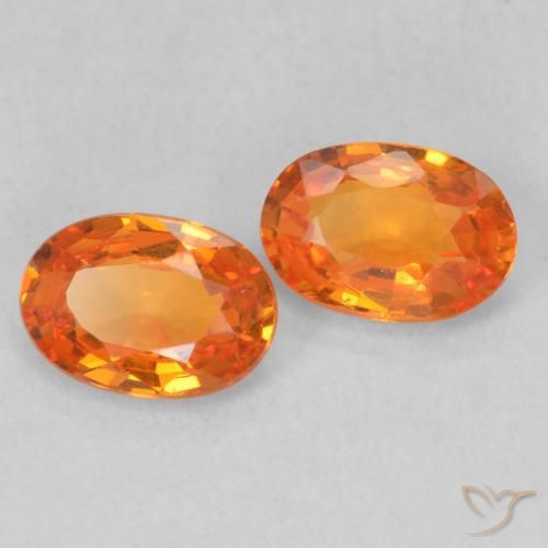 1.20 ctw Orange Sapphire Stones, Natural Sapphire in Oval Facet Shape for Sale
