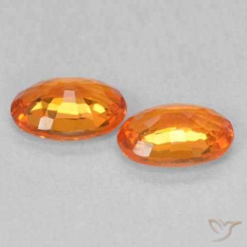 Sapphire Gemstones in 6.1 x 4.2 mm Size for Sale, Sapphire Stones in Bright Orange Color