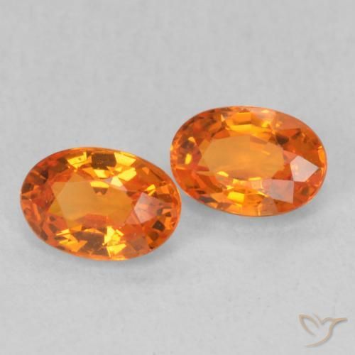 1.22 ctw Orange Sapphire Stones, Natural Sapphire in Oval Facet Shape for Sale