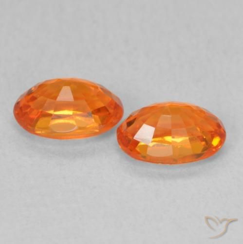 Sapphire Gemstones in 6 x 4 mm (calibrated) Size for Sale, Sapphire Stones in Medium Orange Color