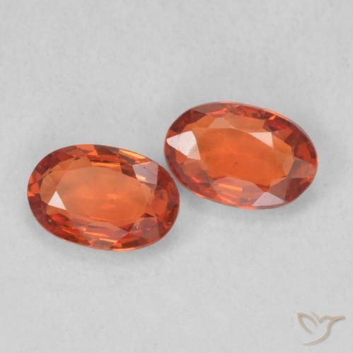 1.20 ctw Orange Sapphire Stones, Natural Sapphire in Oval Facet Shape for Sale