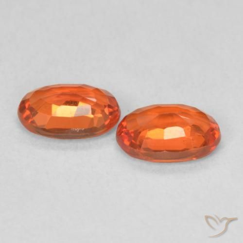 Sapphire Gemstones in 6 x 4 mm (calibrated) Size for Sale, Sapphire Stones in Fire Orange Color