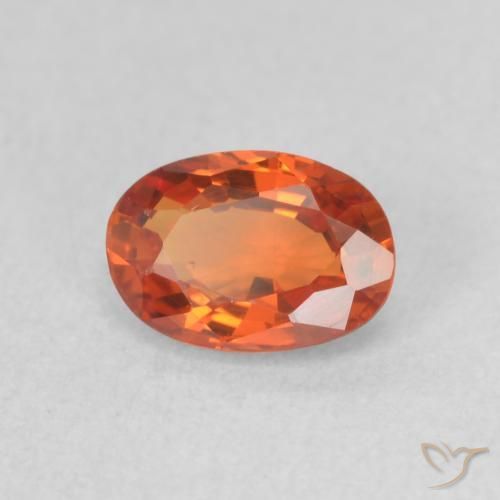 0.71 ct Orange Sapphire Stone, Natural Sapphire in Oval Facet Shape for Sale