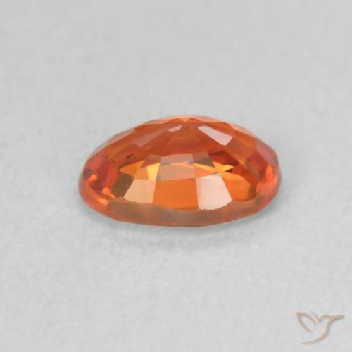 Sapphire Gemstone in 6.3 x 4.3 mm Size for Sale, Sapphire Stone in Medium Orange Color