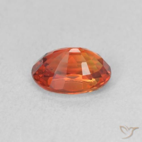 Sapphire Gemstone in 6.1 x 4.2 mm Size for Sale, Sapphire Stone in Deep Amber Red Color