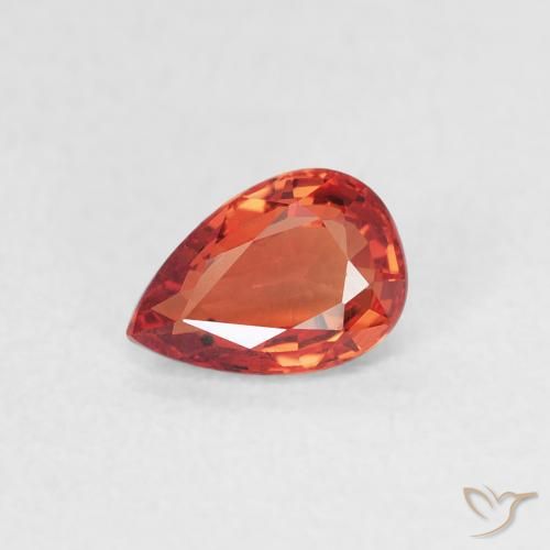 0.56ct Natural Reddish Orange Sapphire, Pear Shape, VVS-VS