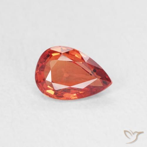 0.56 ct Red Sapphire Stone, Natural Sapphire in Pear Facet Shape for Sale