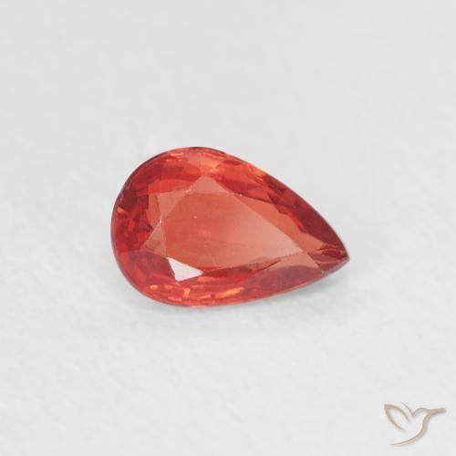 0.44 ct Red Sapphire Stone, Natural Sapphire in Pear Facet Shape for Sale