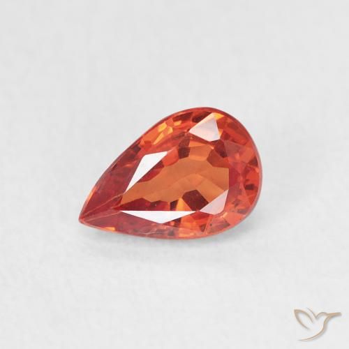 0.63ct Natural Warm Orange Sapphire, Pear Shape, VS