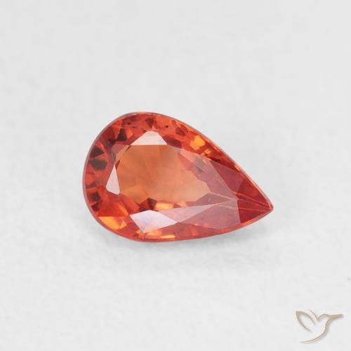 0.63 ct Orange Sapphire Stone, Natural Sapphire in Pear Facet Shape for Sale