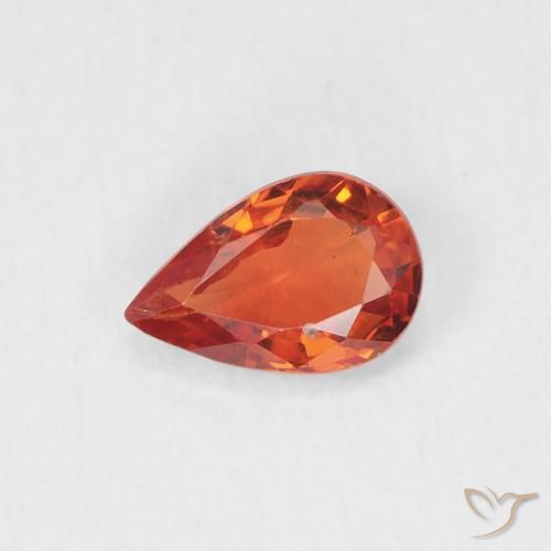 0.50ct Natural Medium Orange Sapphire, Pear Shape, VS