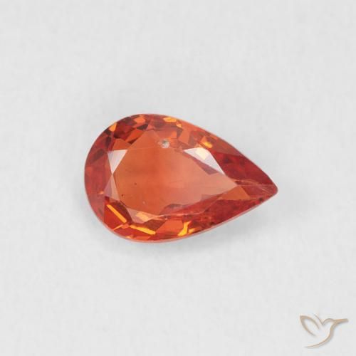 0.50 ct Orange Sapphire Stone, Natural Sapphire in Pear Facet Shape for Sale