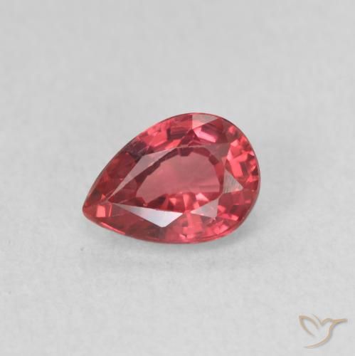 0.61ct Natural Scarlet Red Sapphire, Pear Shape, VVS-VS