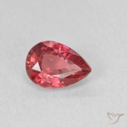 0.61 ct Red Sapphire Stone, Natural Sapphire in Pear Facet Shape for Sale