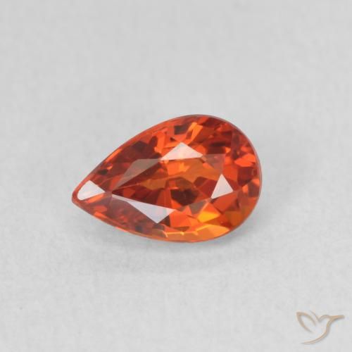 0.69 ct Orange Sapphire Gemstone, Sapphire Gem in Pear Facet Shape for Sale.