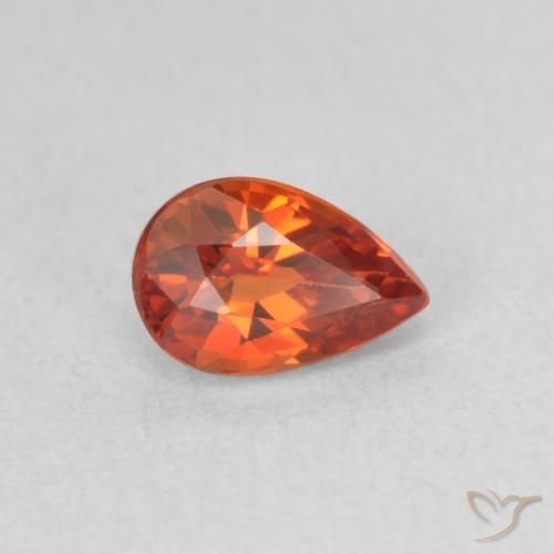 0.69 ct Orange Sapphire Stone, Natural Sapphire in Pear Facet Shape for Sale