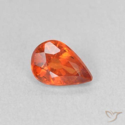 0.58 ct Orange Sapphire Stone, Natural Sapphire in Pear Facet Shape for Sale