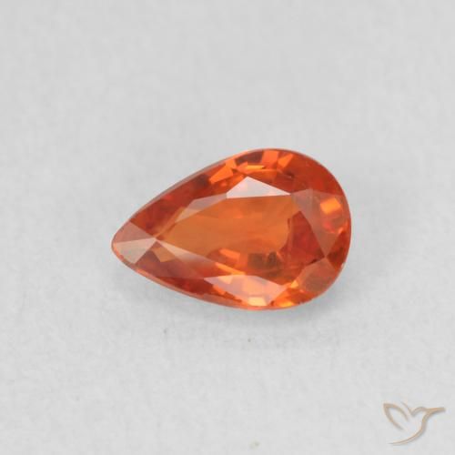 0.53ct Natural Medium Orange Sapphire, Pear Shape, VS
