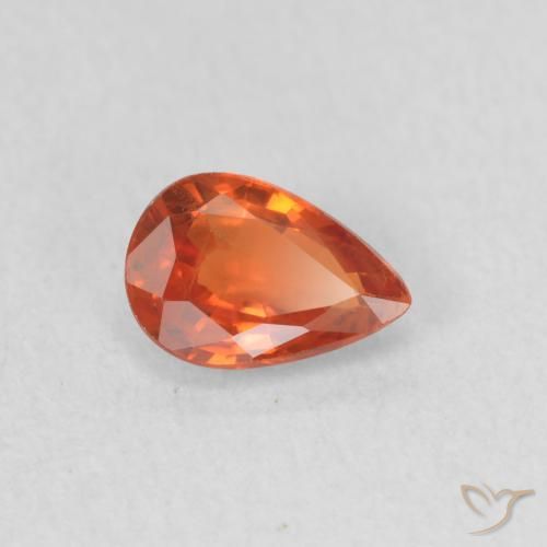 0.53 ct Orange Sapphire Stone, Natural Sapphire in Pear Facet Shape for Sale