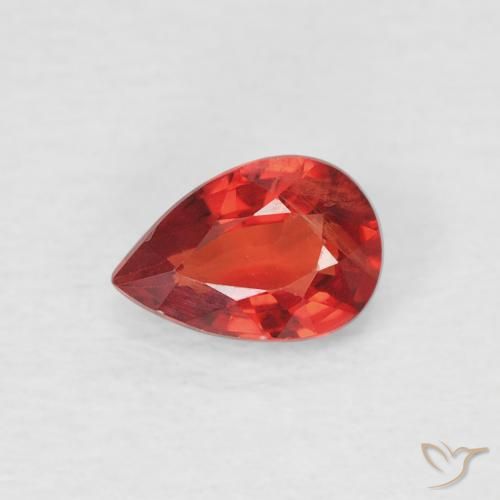 0.57 ct Red Sapphire Gemstone, Sapphire Gem in Pear Facet Shape for Sale.