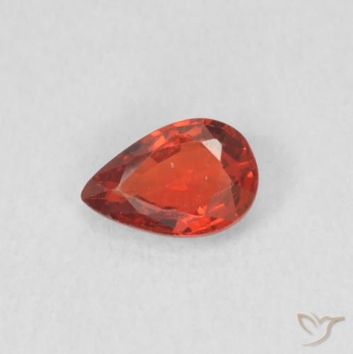 0.42 ct Red Sapphire Gemstone, Sapphire Gem in Pear Facet Shape for Sale.