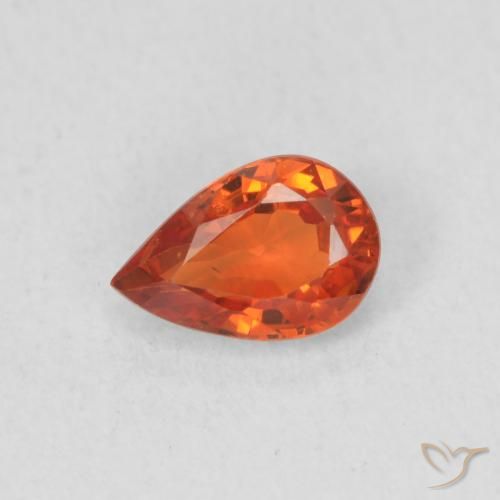 0.59ct Natural Reddish Orange Sapphire, Pear Shape, VS