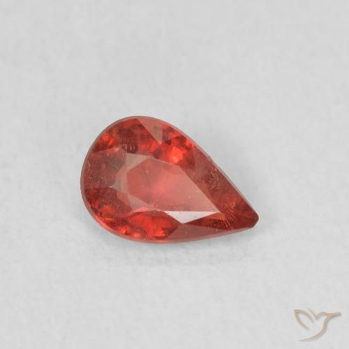 0.43 ct Red Sapphire Stone, Natural Sapphire in Pear Facet Shape for Sale