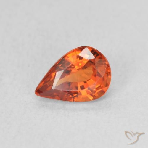 0.61ct Natural Fire Orange Sapphire, Pear Shape, VVS-VS