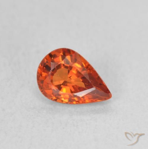 0.61 ct Orange Sapphire Stone, Natural Sapphire in Pear Facet Shape for Sale