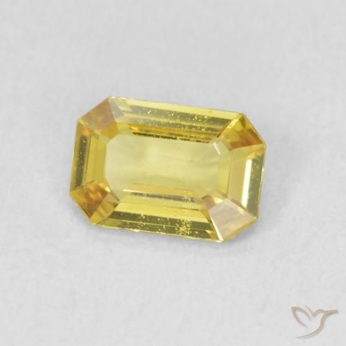 0.57 ct Yellow Sapphire Stone, Natural Sapphire in Octagon Step Cut Shape for Sale