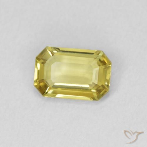 0.65 ct Yellow Sapphire Stone, Natural Sapphire in Octagon Step Cut Shape for Sale