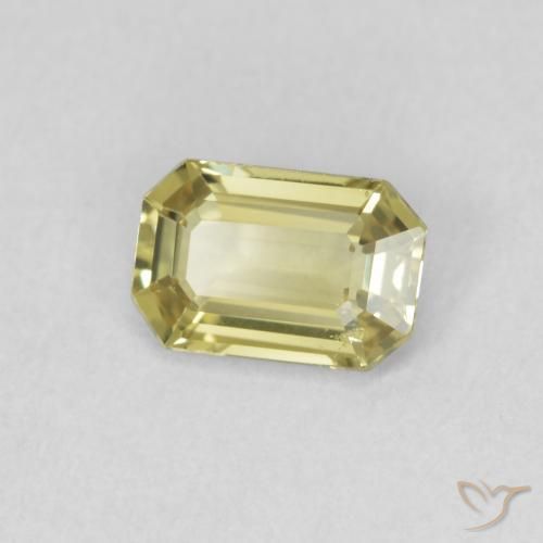 0.70 ct Yellow Sapphire Stone, Natural Sapphire in Octagon Step Cut Shape for Sale