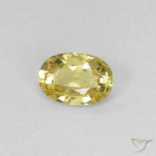 0.54 ct Yellow Sapphire Stone, Natural Sapphire in Oval Facet Shape for Sale