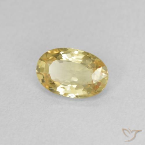 0.54 ct Yellow Sapphire Stone, Natural Sapphire in Oval Facet Shape for Sale