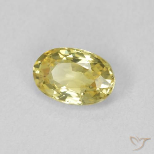 0.55 ct Yellow Sapphire Stone, Natural Sapphire in Oval Facet Shape for Sale