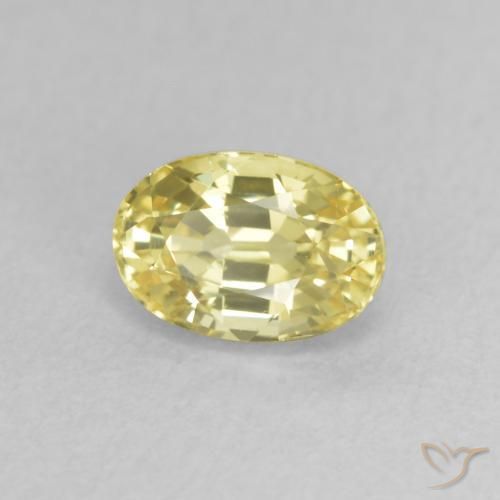 0.81 ct Yellow Sapphire Stone, Natural Sapphire in Oval Facet Shape for Sale