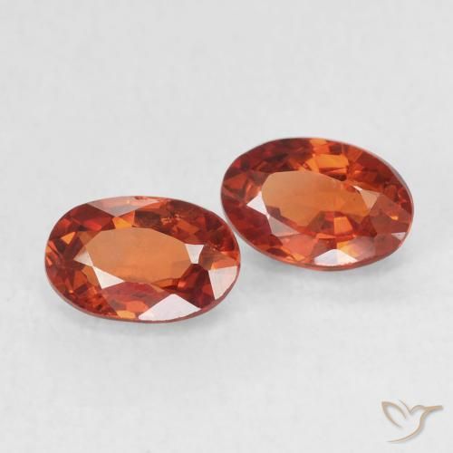 1.30 ctw Orange Sapphire Stones, Natural Sapphire in Oval Facet Shape for Sale