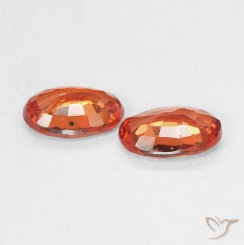 Sapphire Gemstones in 6.2 x 4.2 mm Size for Sale, Sapphire Stones in Reddish Orange Color
