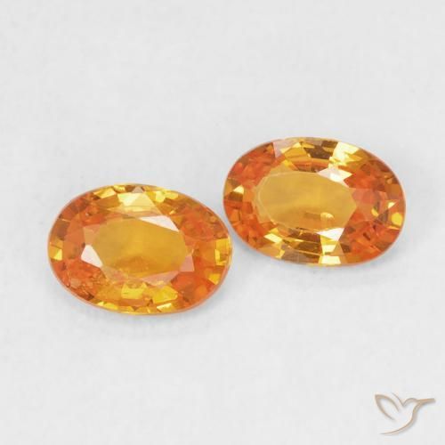 0.98 ctw Orange Sapphire Stones, Natural Sapphire in Oval Facet Shape for Sale