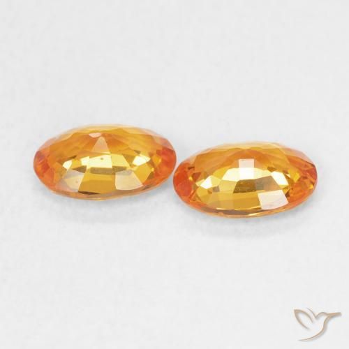 Sapphire Gemstones in 6 x 4 mm (calibrated) Size for Sale, Sapphire Stones in Medium Orange Color