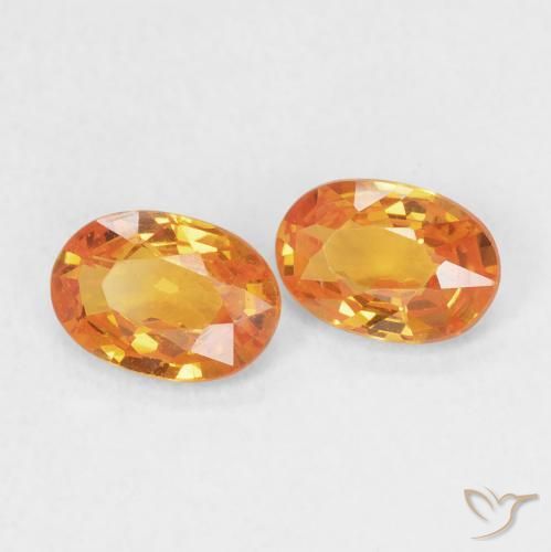 1.17 ctw Orange Sapphire Stones, Natural Sapphire in Oval Facet Shape for Sale