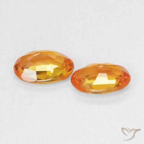 Sapphire Gemstones in 6.2 x 4.3 mm Size for Sale, Sapphire Stones in Bright Orange Color