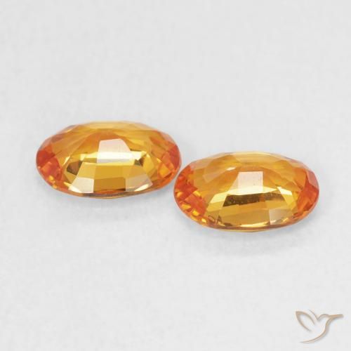Sapphire Gemstones in 6 x 4 mm (calibrated) Size for Sale, Sapphire Stones in Bright Orange Color