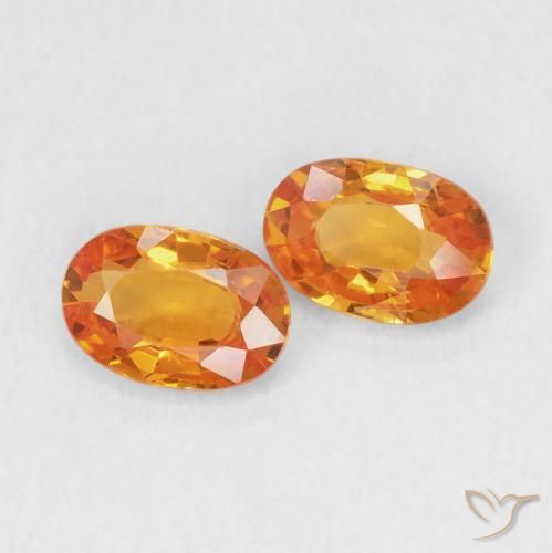 1.15 ctw Orange Sapphire Stones, Natural Sapphire in Oval Facet Shape for Sale