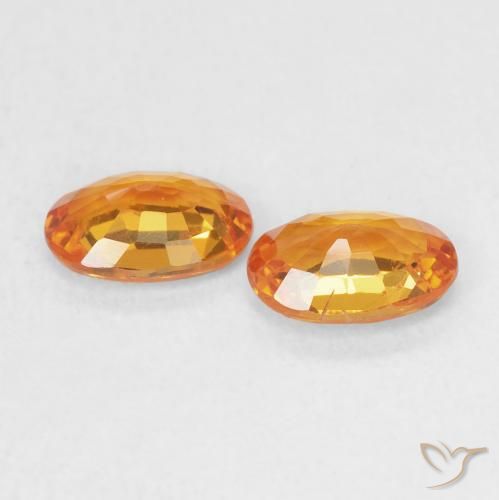 Sapphire Gemstones in 6 x 4 mm (calibrated) Size for Sale, Sapphire Stones in Bright Orange Color