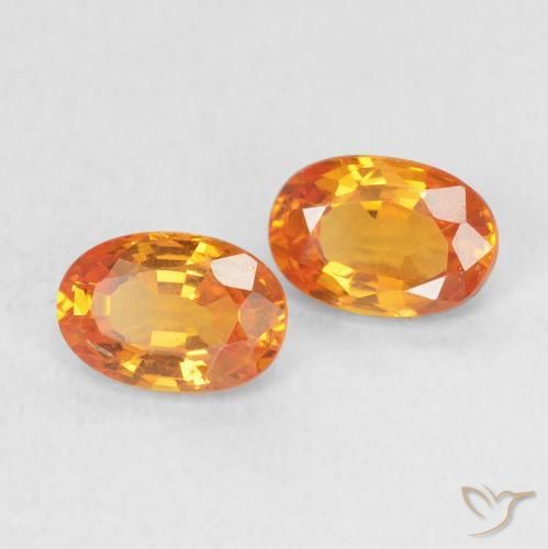 1.29 ctw Orange Sapphire Stones, Natural Sapphire in Oval Facet Shape for Sale
