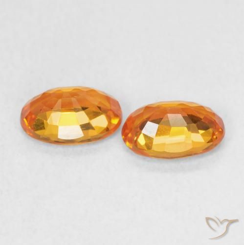 Sapphire Gemstones in 6.1 x 4.2 mm Size for Sale, Sapphire Stones in Bright Orange Color