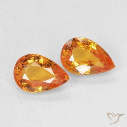 1.09ctw Natural Bright Orange Sapphire, Pear Shape, VS