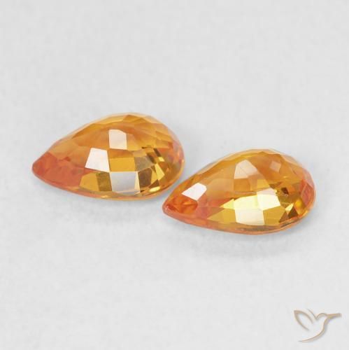 Sapphire Gemstones in 6 x 4 mm (calibrated) Size for Sale, Sapphire Stones in Bright Orange Color